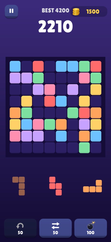 Gameplay with Classic block style in the Royal theme